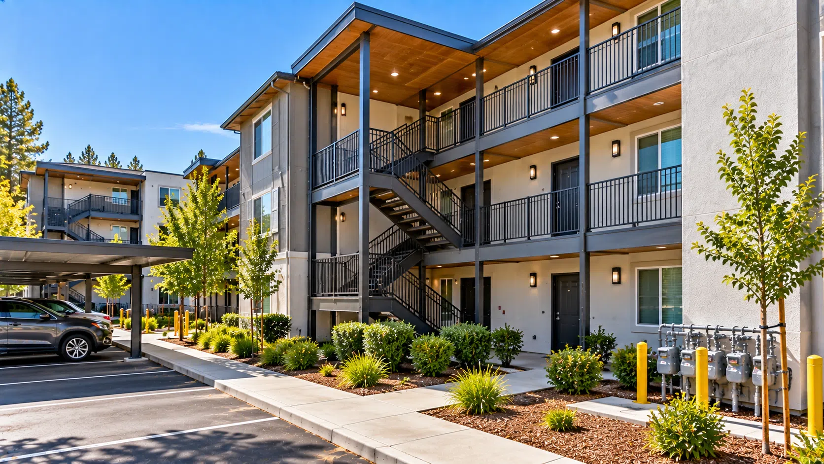 Exterior of a multi-unit apartment building